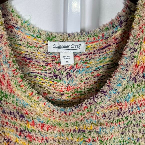 Coldwater Creek Chenille Sleeveless‎ Sweater Rainbow Blend Sz XL Boho 70s - Picture 2 of 7